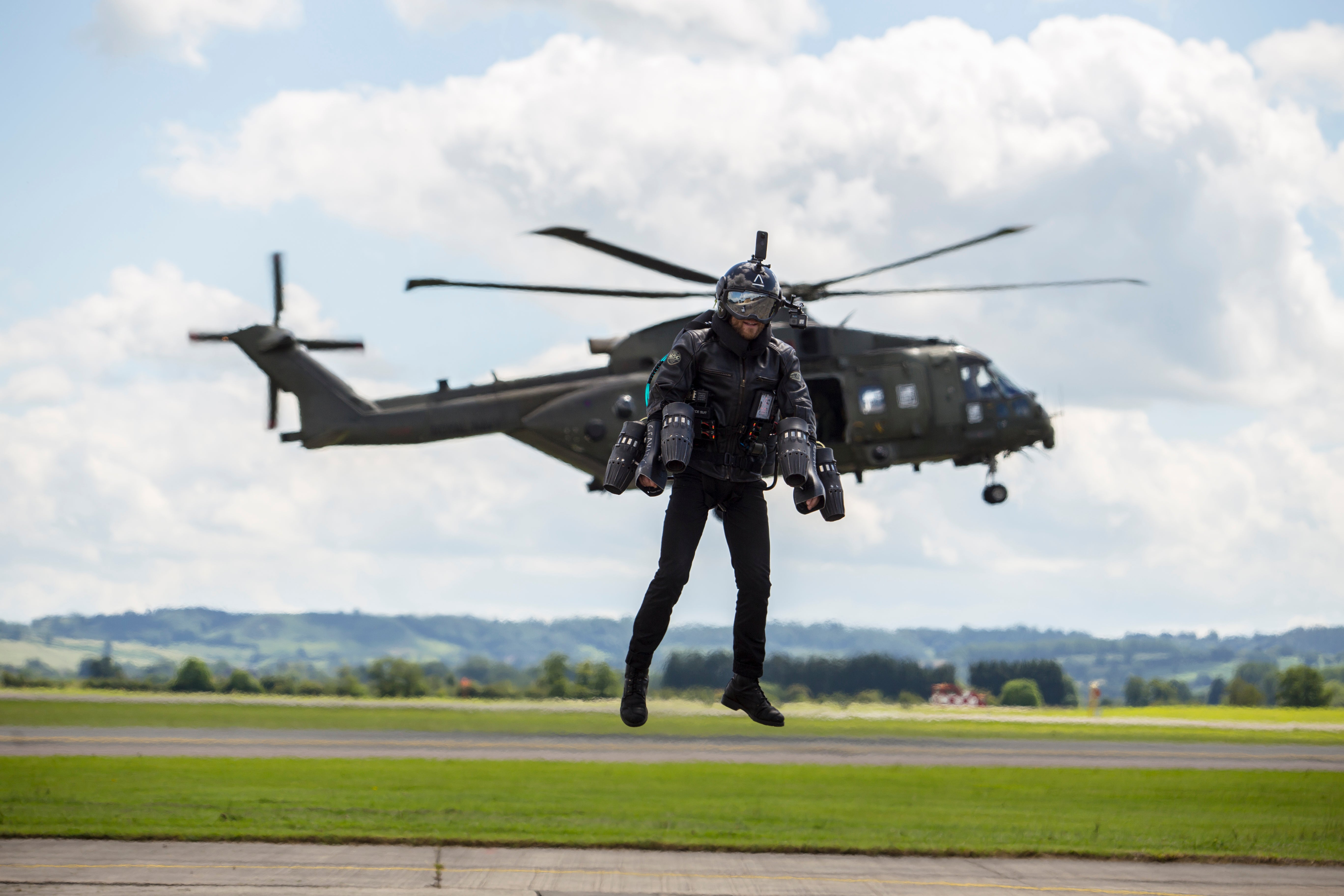 Browning &nbsp;at Yeovilton air base: the future looks bright for jet-suit travel