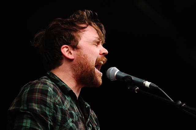 <p>Scott Hutchison of Frightened Rabbit performs onstage</p>
