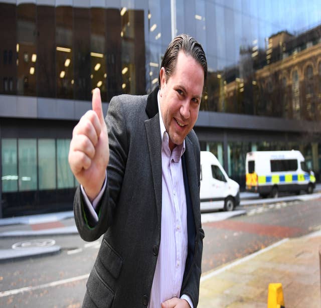 James Stunt arrives at Southwark Crown Court in London to give evidence in the trial of Justinas Ivaskevicius, 34, who is accused of stealing a 16.18-carat fancy yellow diamond from 38-year-old Stunt's substantial Belgravia mews