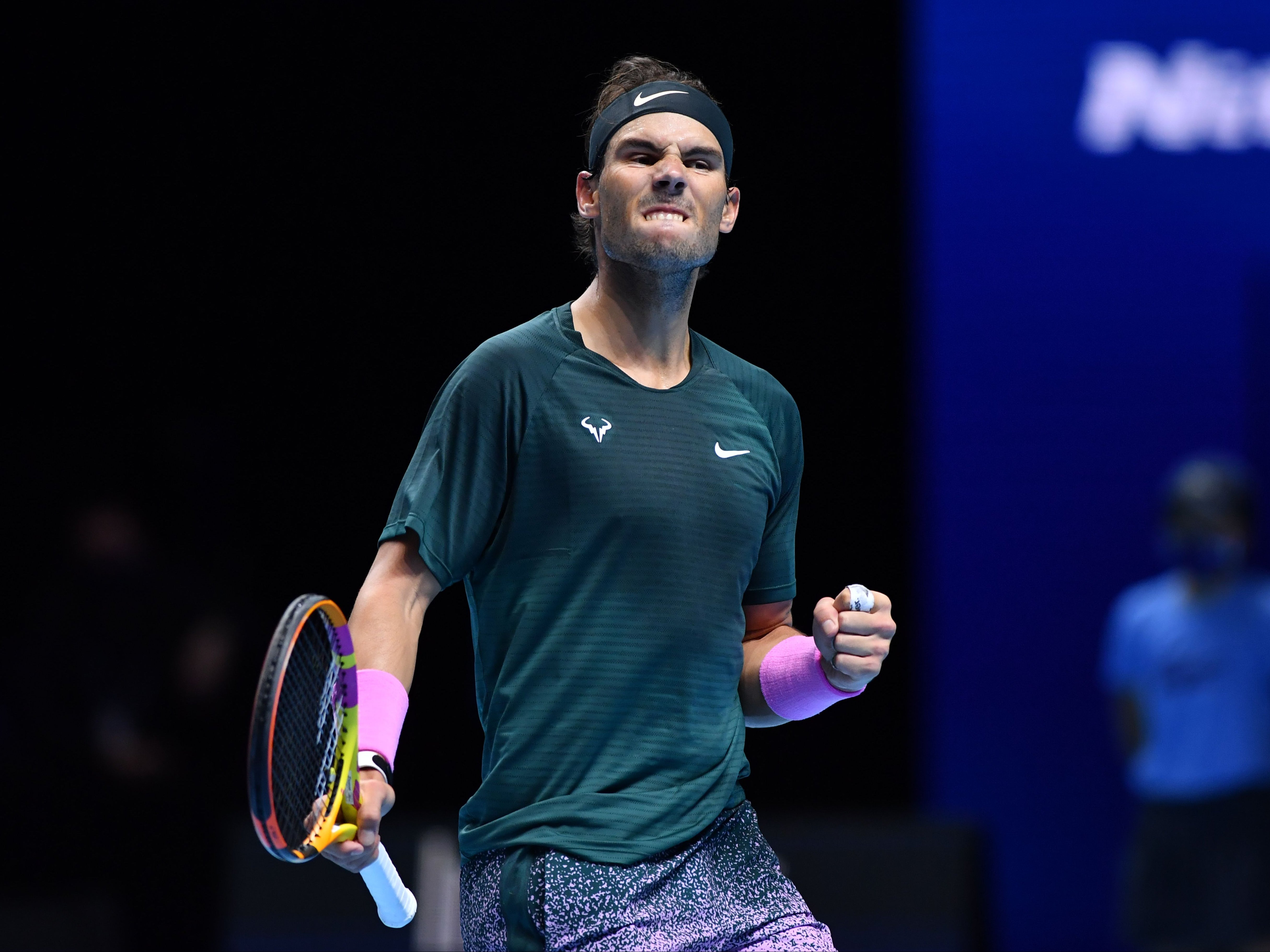 Rafael Nadal celebrates victory over Daniil Medvedev