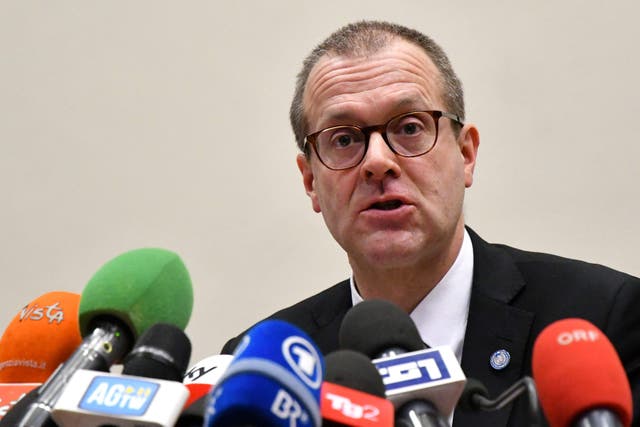 WHO Europe director Hans Kluge during a press conference in Rome