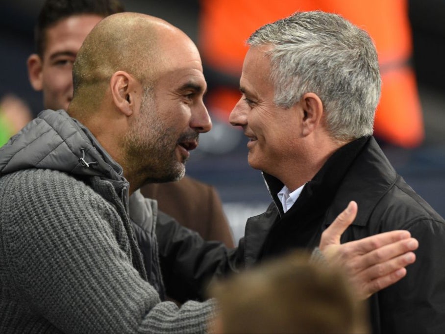 Manchester City manager Pep Guardiola and Tottenham manager Jose Mourinho