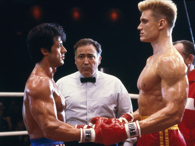 Fight face: Sylvester Stallone and Dolph Lundgren in Rocky IV