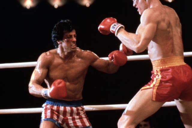 <p>Size matters: Sylvester Stallone and Dolph Lundgren in Rocky IV (1985)</p>