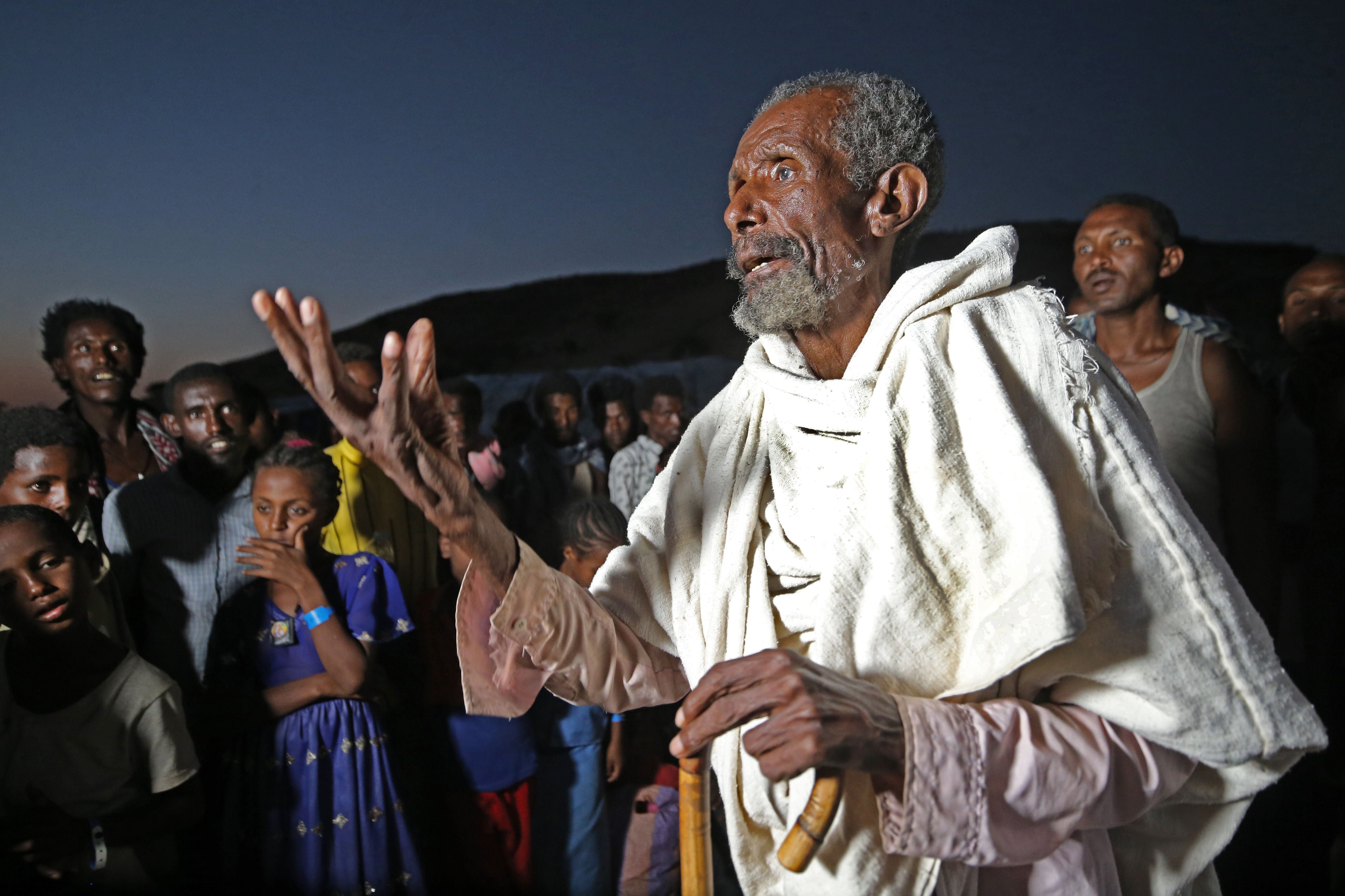 Ethiopian refugees who fled fighting in Tigray province are pictured at the Um Rakuba camp in Sudan