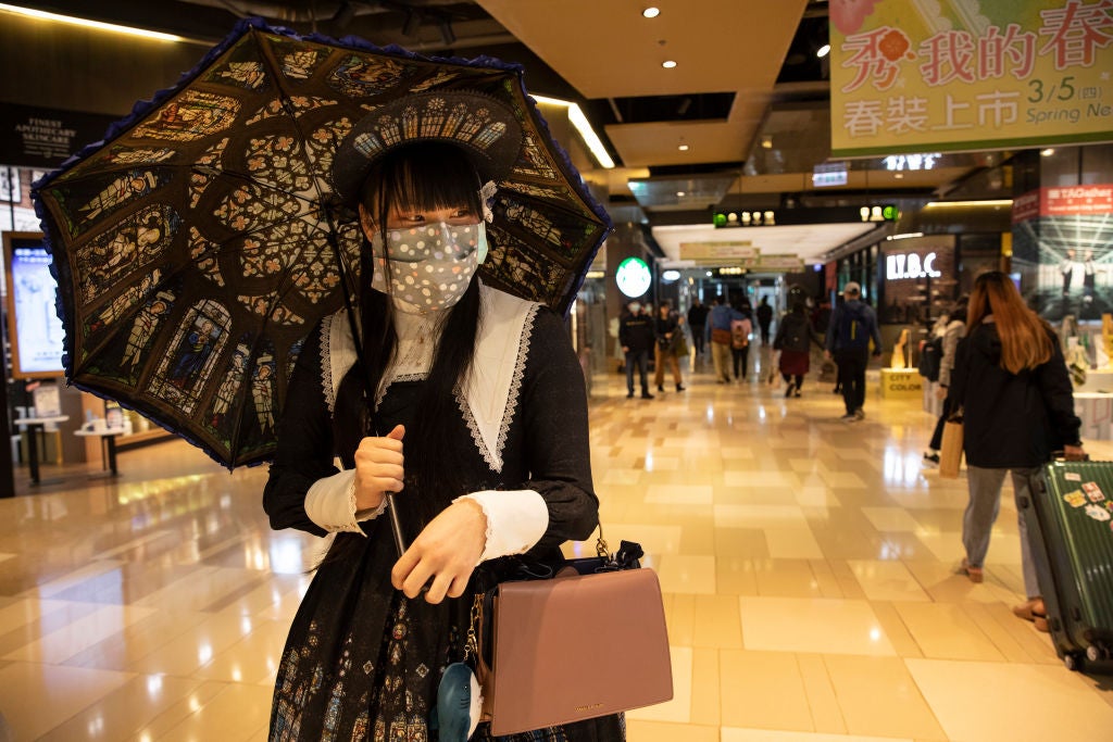 A Taiwanese shopper browsing a mall in Taipei during the pandemic