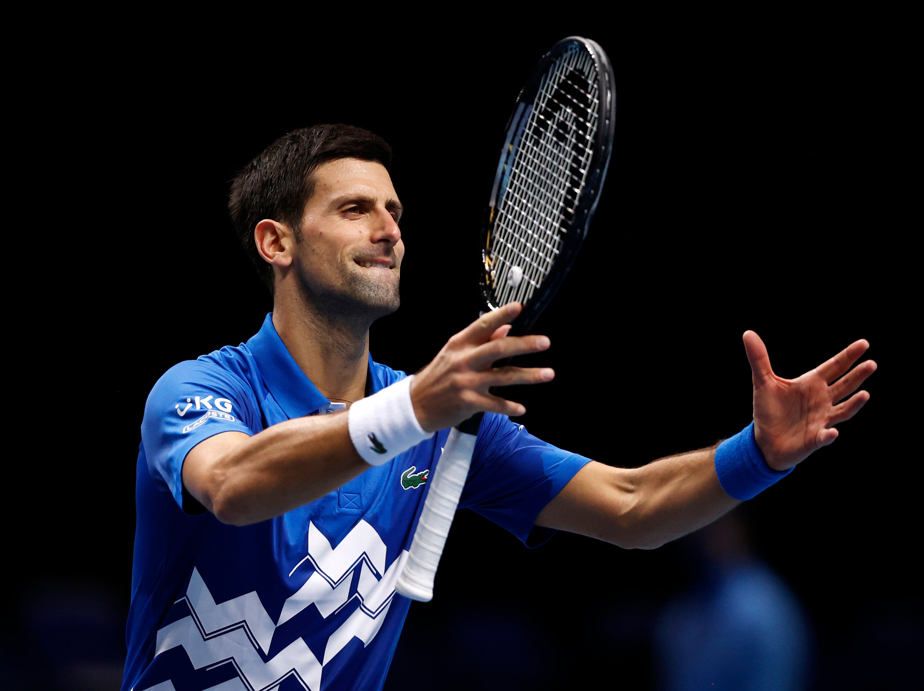 Novak Djokovic celebrates victory