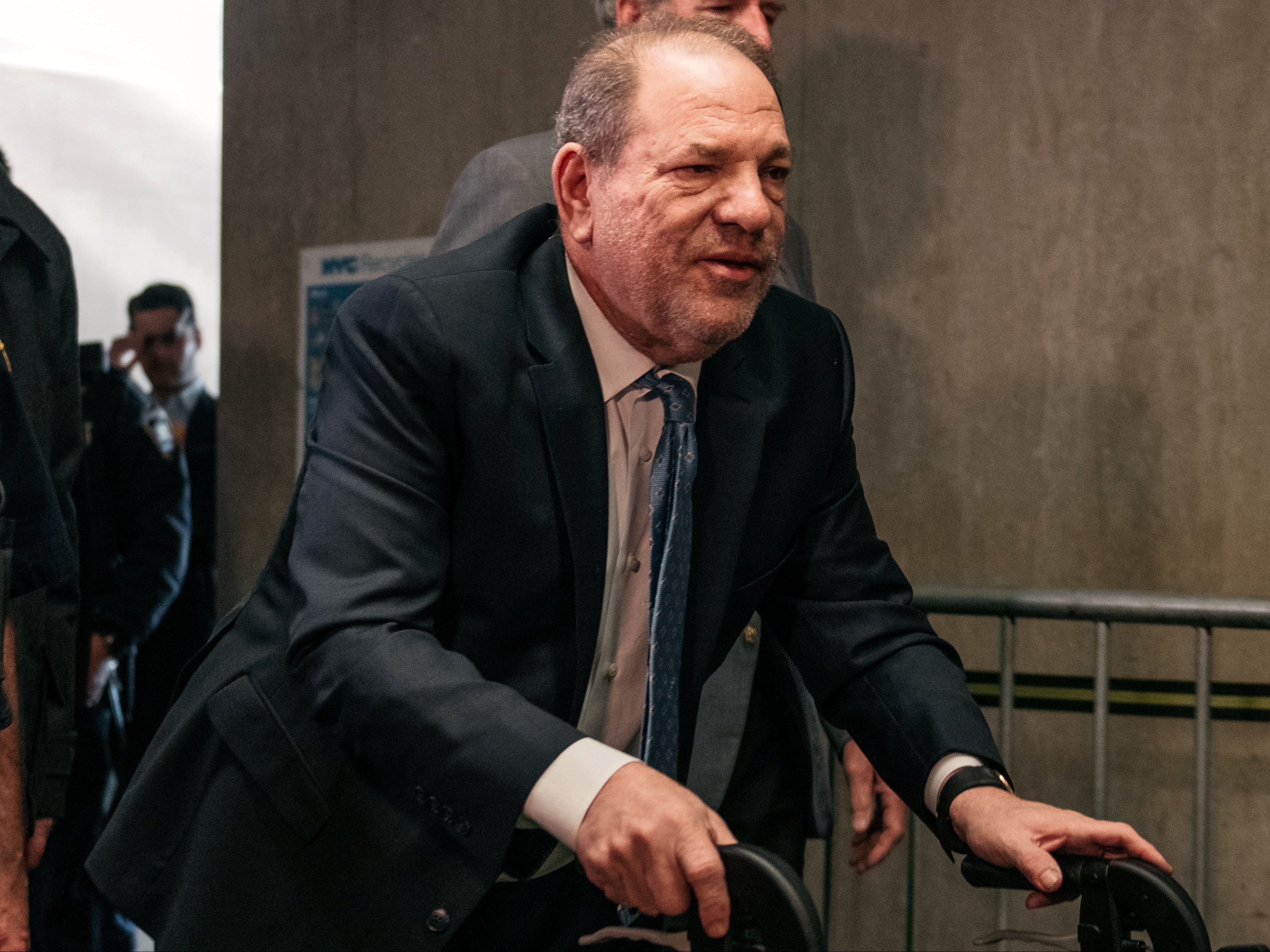 Harvey Weinstein enters New York City Criminal Court on 24 February 2020 in New York City