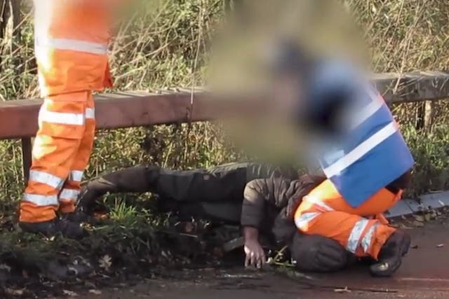 Anti-HS2 activists shot footage while the man was being restrained
