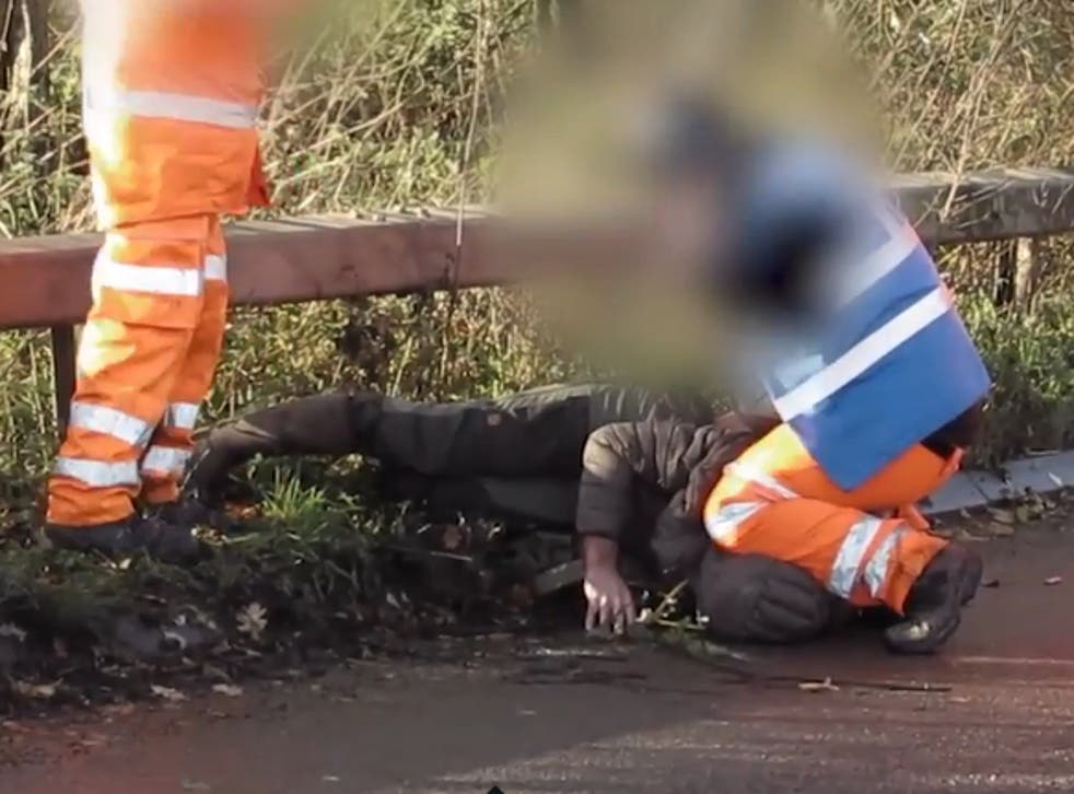Anti-HS2 activists shot footage while the man was being restrained