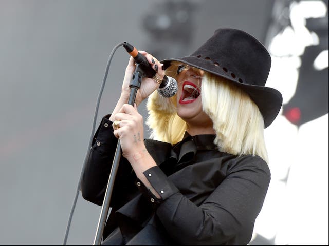 Sia performing in California, 2015