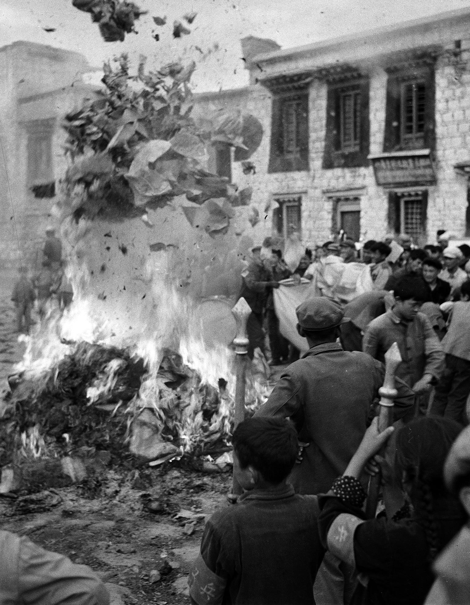 In 1966 Buddhist scriptures in Lhasa were burned as part of the campaign against the ‘Four Olds’ – old customs, old culture, old habits, old ideas