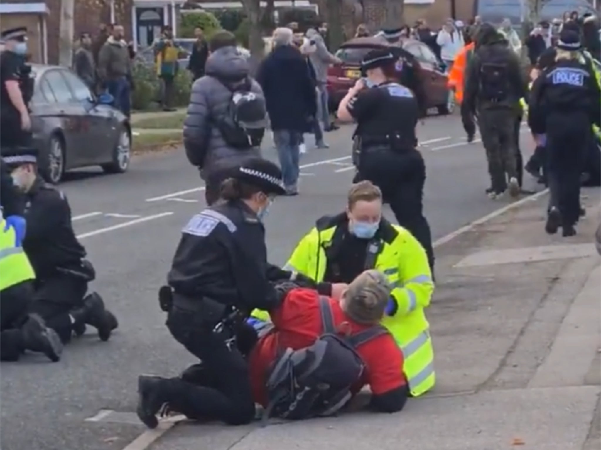 Anti-lockdown protesters were arrested by police in Basildon yesterday afternoon.