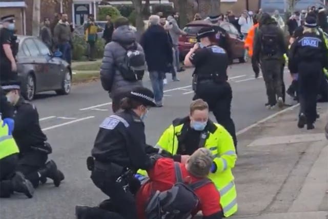 <p>Anti-lockdown protesters were arrested by police in Basildon yesterday afternoon.</p>