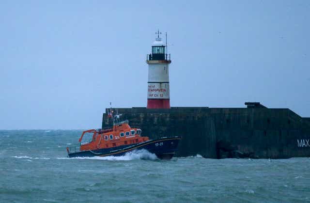 RNLI Lifeboat heads to Newhaven harbour after searching for the missing crew