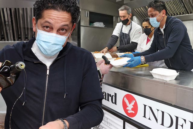 Chef Francesco Mazzei serves food from our campaign’s truck in Edmonton.