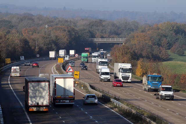 A view of the M20 motorway in Ashford, Kent