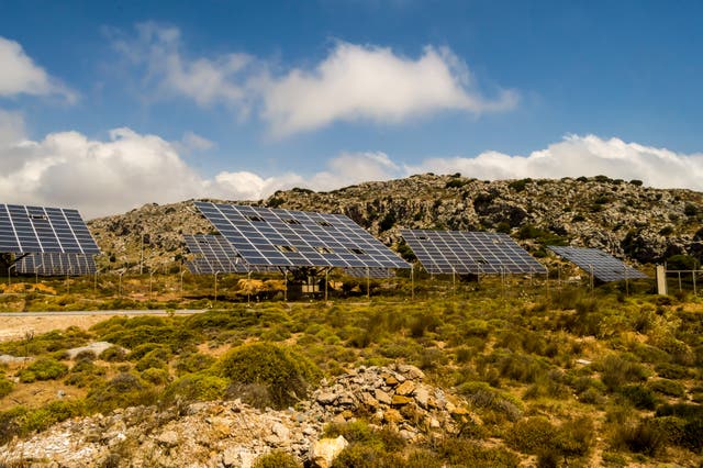Solar panels in Samburu Park in central Kenya