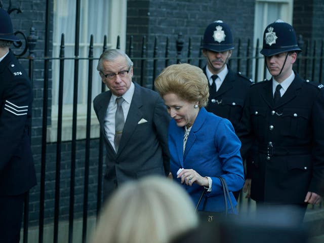 Margaret and Denis Thatcher as played in The Crown by Gillian Anderson and Stephen Boxer