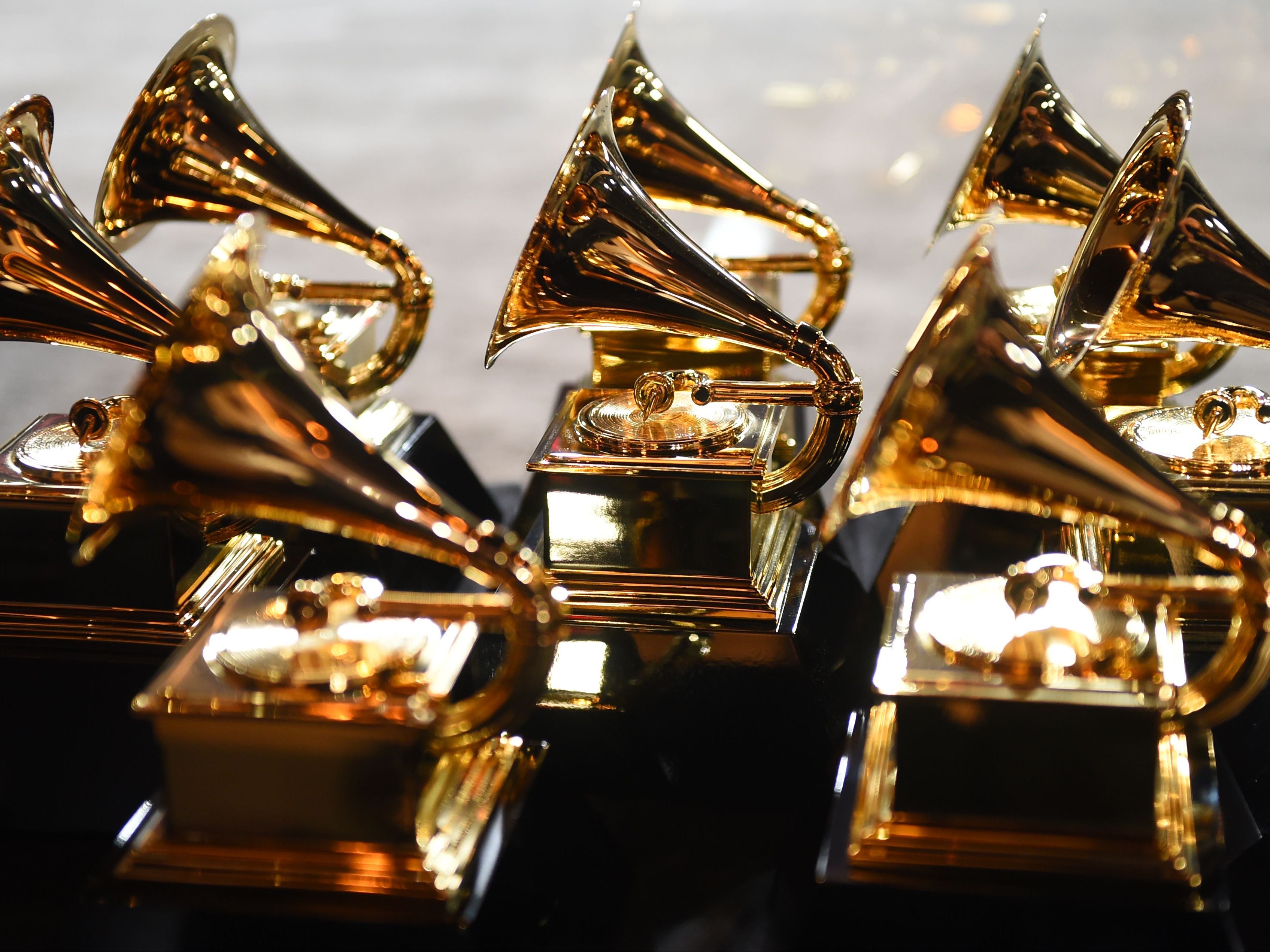 Grammy trophies during the 60th Annual Grammy Awards on 28 January 2018, in New York