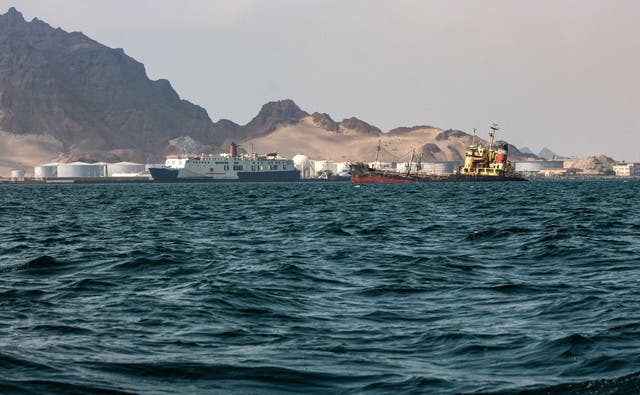 Yemeni coast with oil tankers