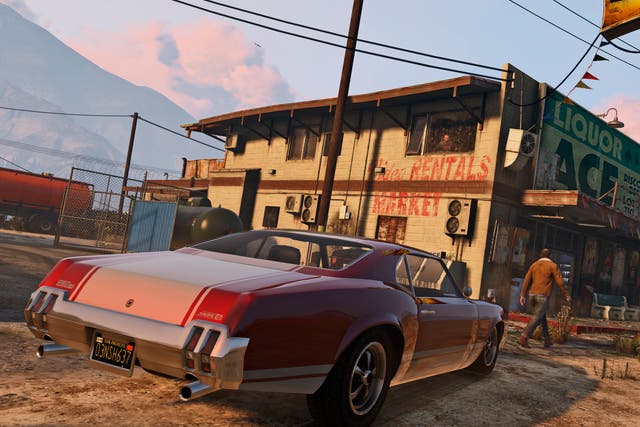 A screenshot from GTA V, the most recent entry in the Grand Theft Auto franchise