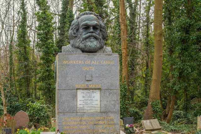 The tombstone of Karl Marx at Londons Highgate Cemetery 