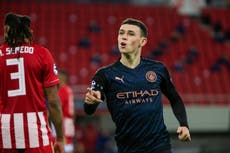 Foden fires City past Olympiacos and into Champions League last 16
