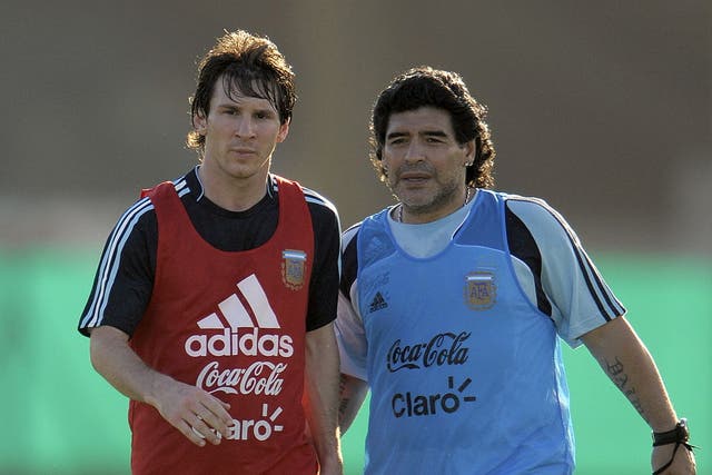 <p>Maradona y Messi protagonizaron un total de 24 partidos con saldo favorable de 18 victorias y solo seis derrotas</p>