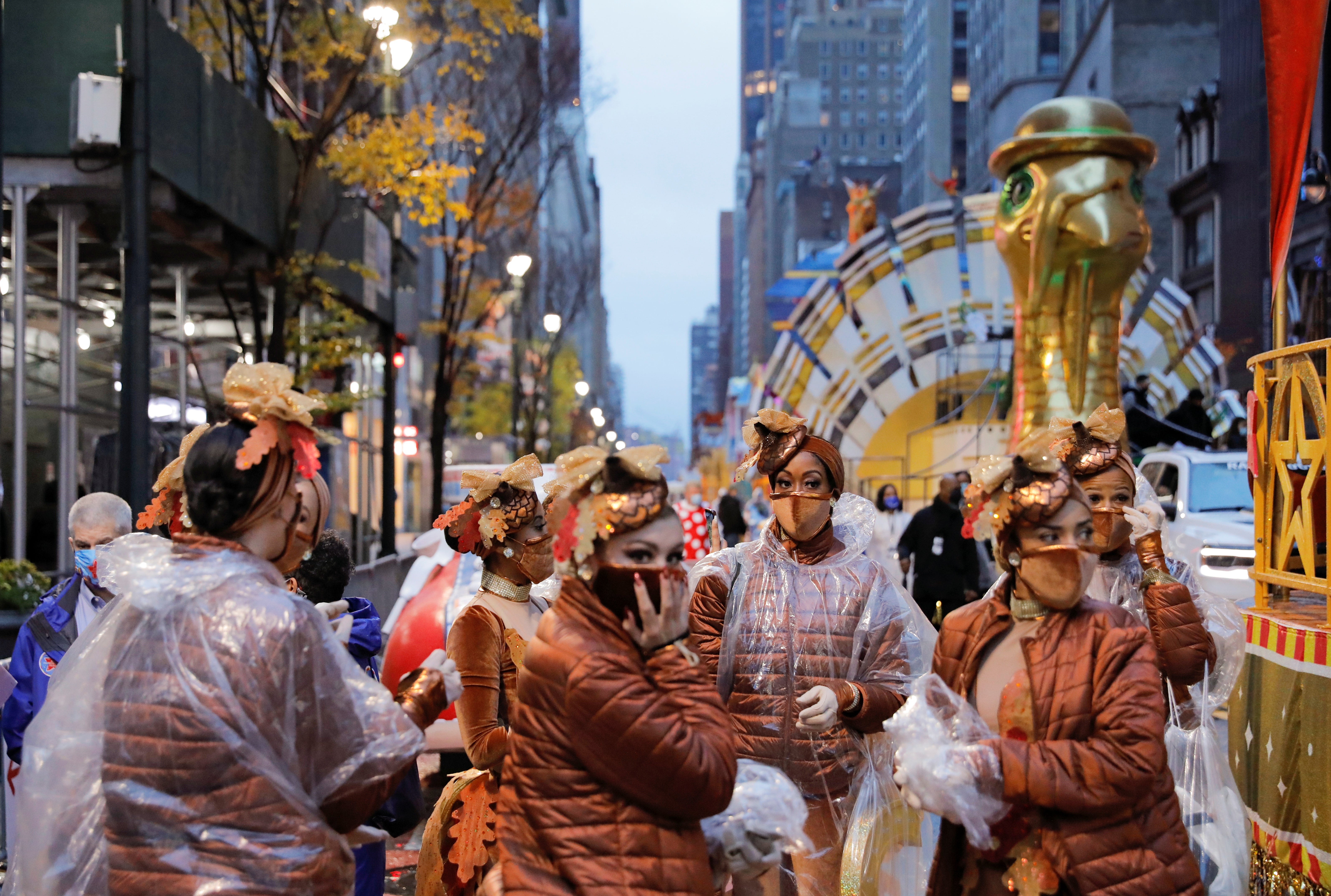 Participants gather ahead of the 94th Macy's Thanksgiving Day Parade