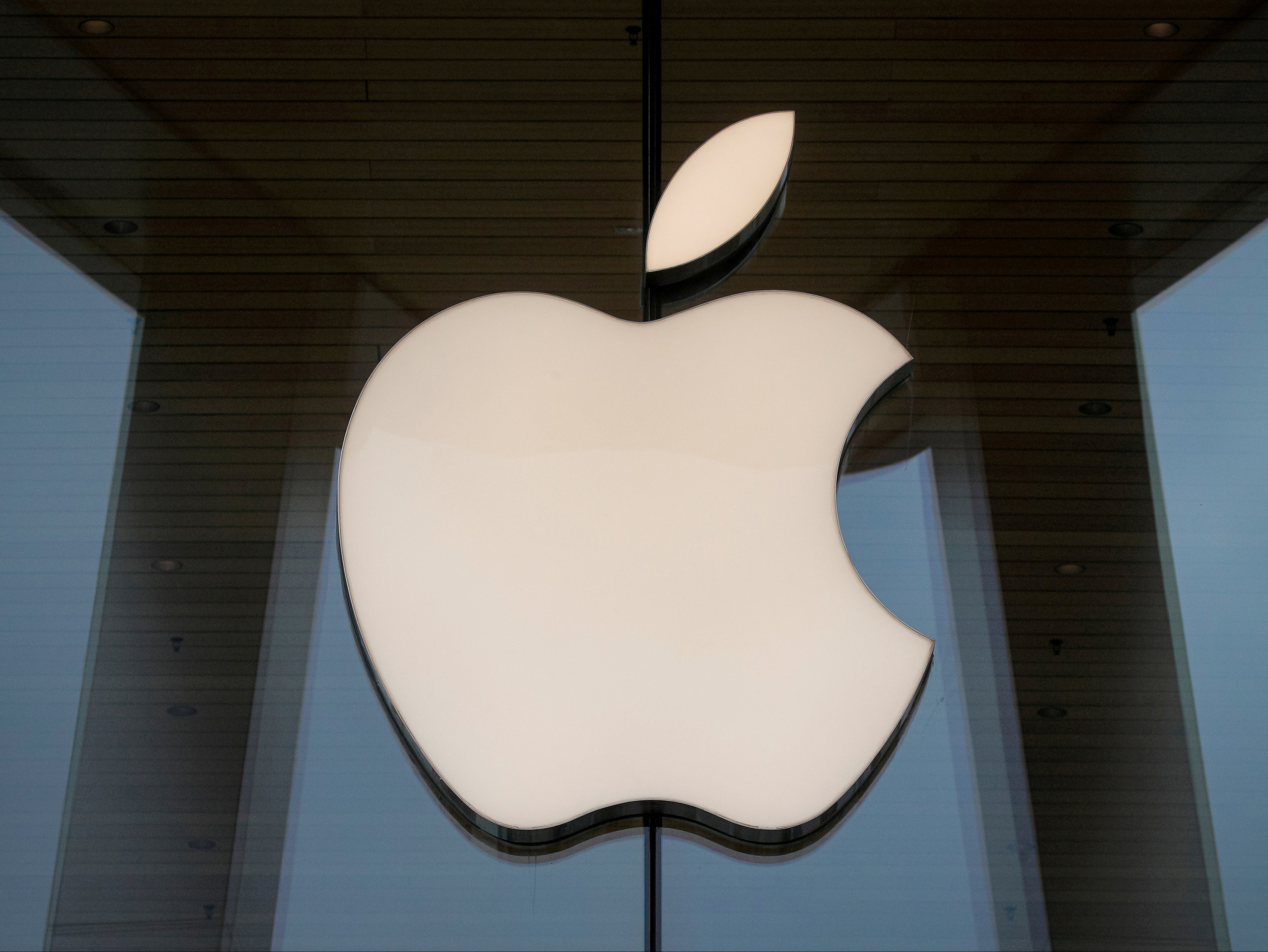 The Apple logo is seen at an Apple Store in Brooklyn, New York, on 23 October 2020