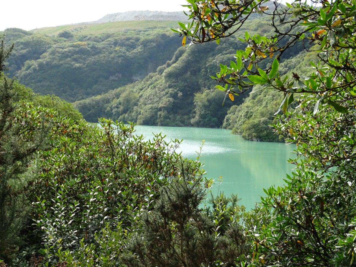 A manmade lake formed from china clay pit