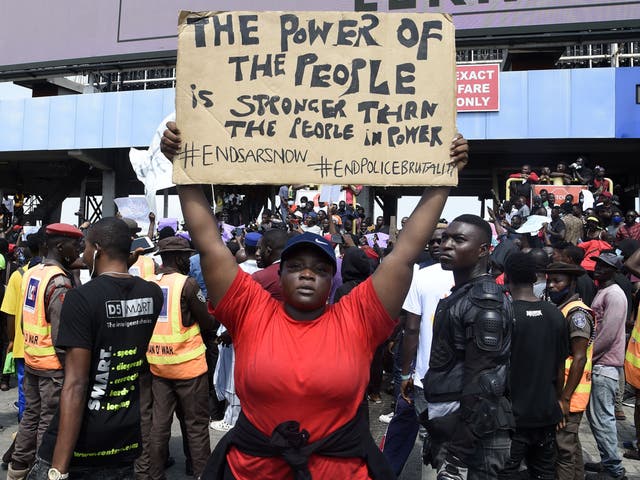<p>Nigerians protesting against the unjust brutality of SARS, the Special Anti-Robbery Squad</p>