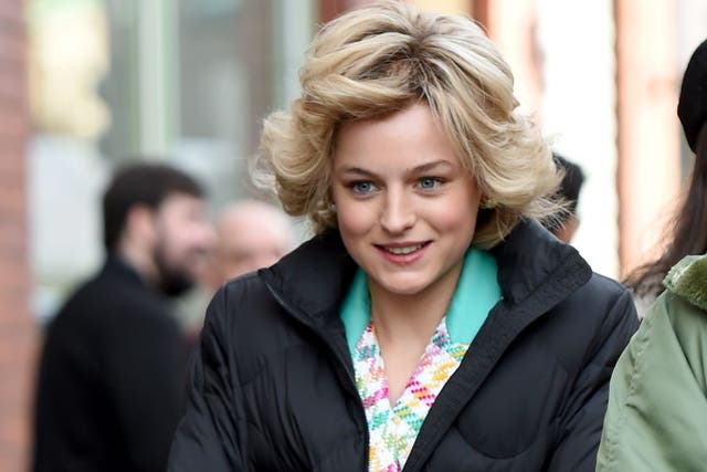 Emma Corrin, who plays Princess Diana in the show, films scenes in Manchester