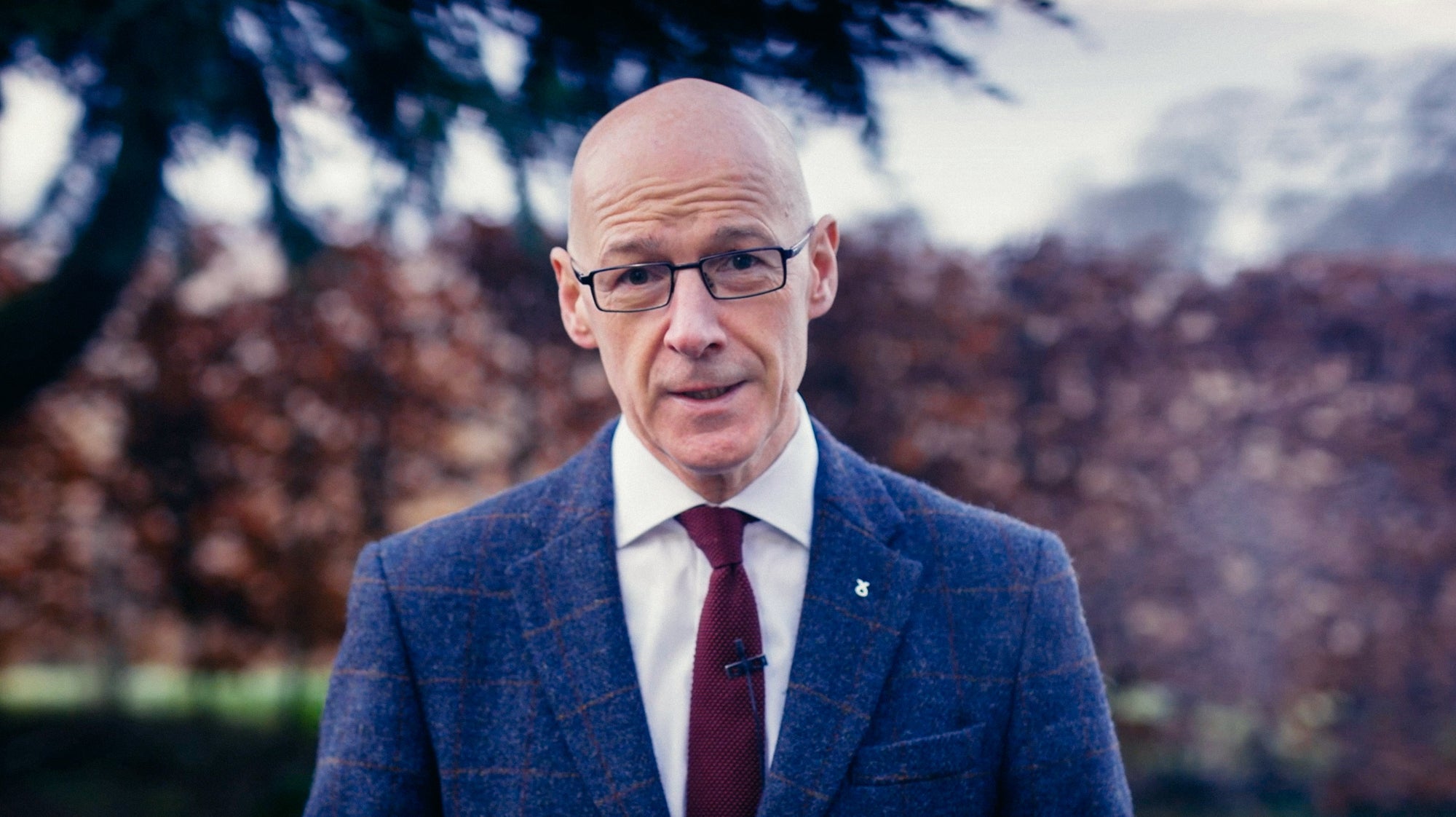 Education secretary John Swinney at his home in Woodside, East Perthshire, speaking at the party’s annual conference on Saturday (28 November)