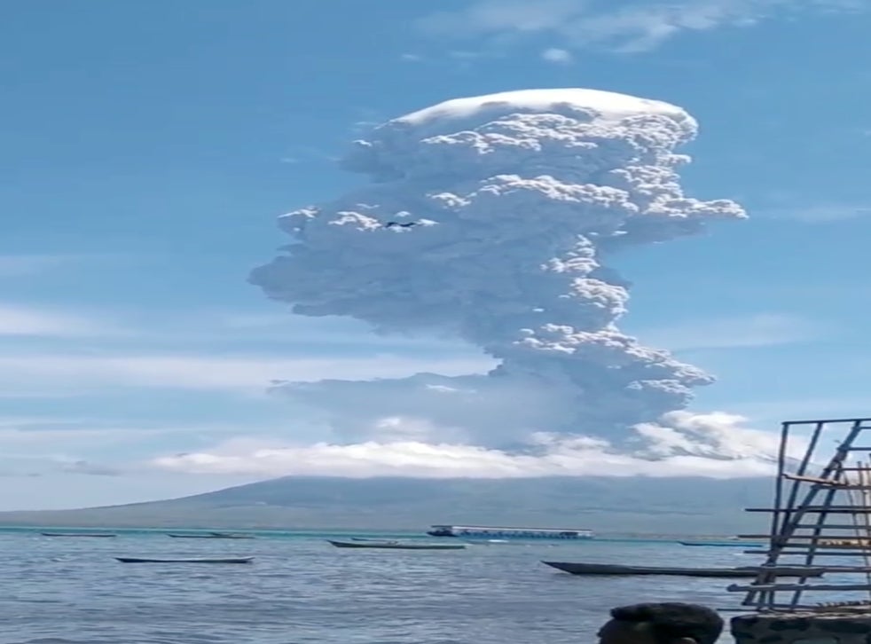 Mount Ile Lewotolok’s ash cloud extended miles into the sky