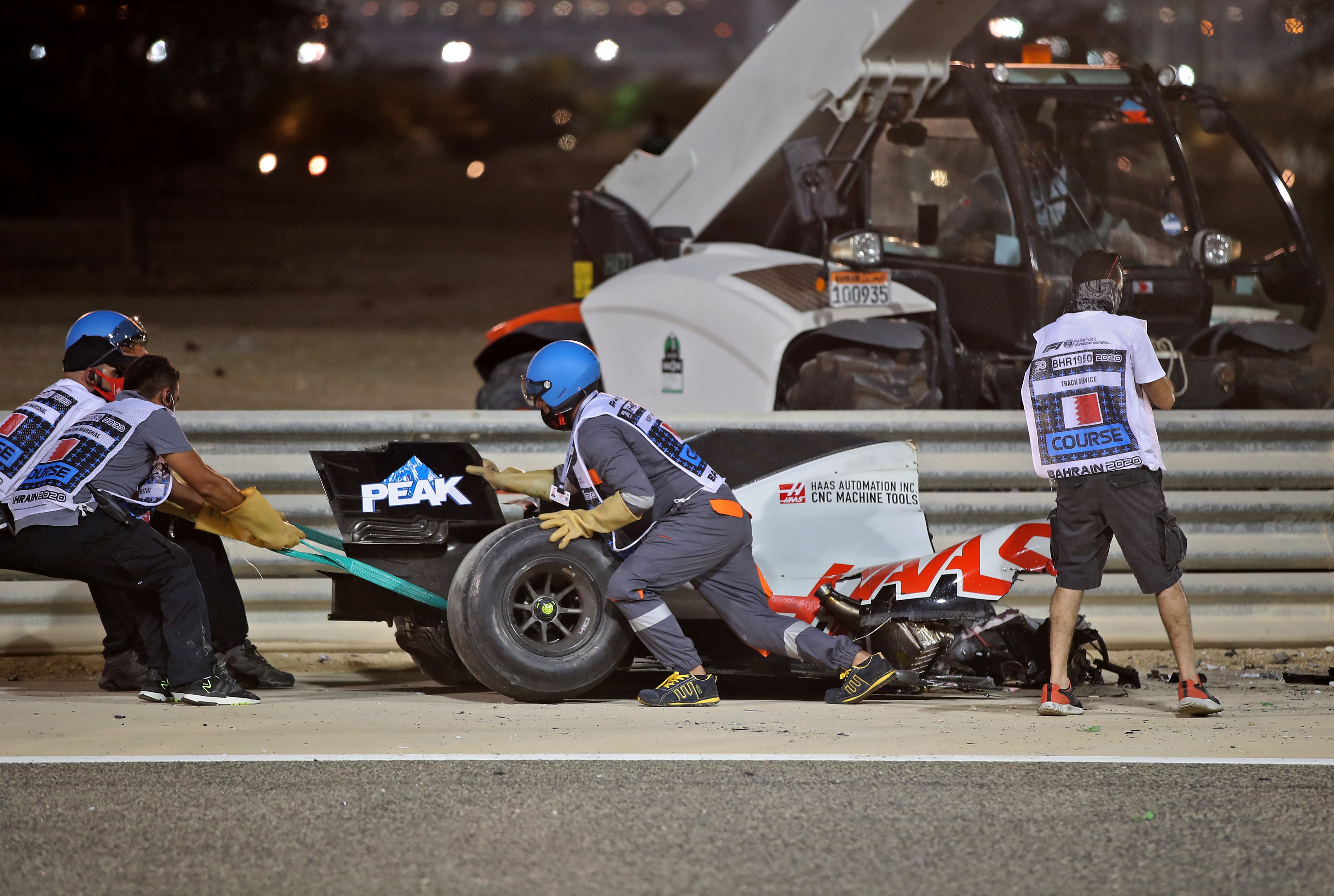 Grosjean’s car was ripped in two