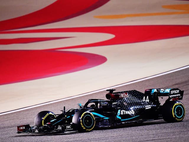 <p>Mercedes’ Lewis Hamilton en route to victory</p>