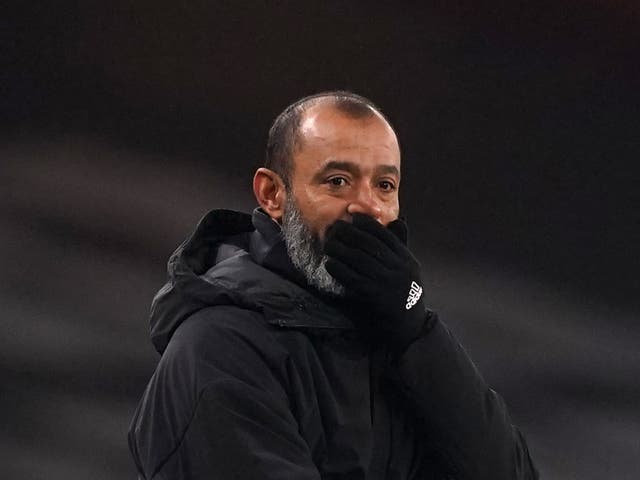 Wolves coach Nuno Espirito Santo was visibly concerned for his player