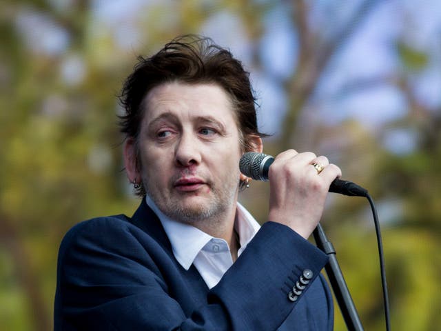 Shane MacGowan onstage in London’s Hyde Park in 2014