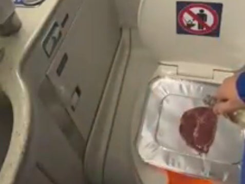 The steak appeared to be cooked in a plane toilet