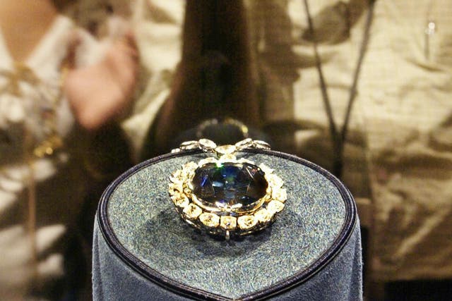 <p>The Hope Diamond at the Smithsonian museum in Washington, DC</p>