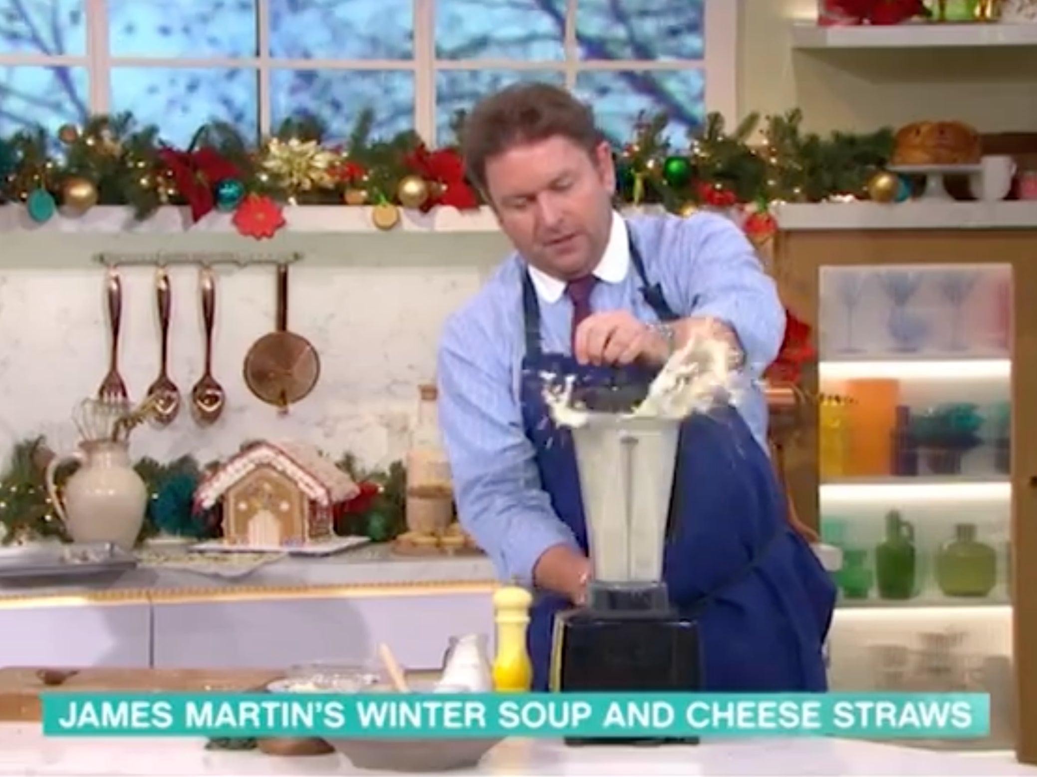 James Martin suffers kitchen malfunction on This Morning after accidentally leaving lid off soup blender