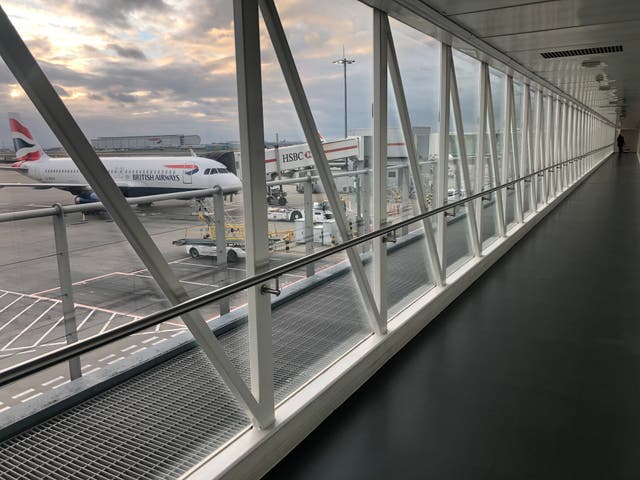 Empty quarter: Terminal 5 at Heathrow airport, the busiest in Britain