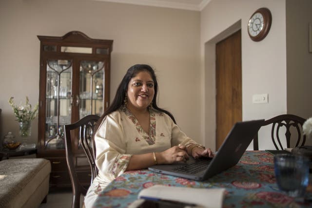 <p>Teena Likhari landed a job working from home and is overseeing a 100-member team in the city of Pune, about 900 miles away</p>