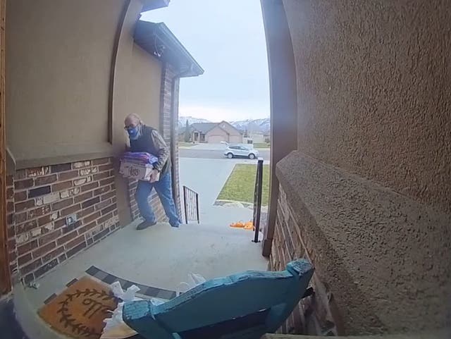Jen Cantell Weiss shared footage on her Facebook earlier this month of the delivery driver struggling to walk up the steps to her home in Ogden, Utah