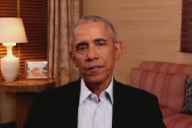 Former President Barack Obama speaking to April Ryan on Tuesday 1 December