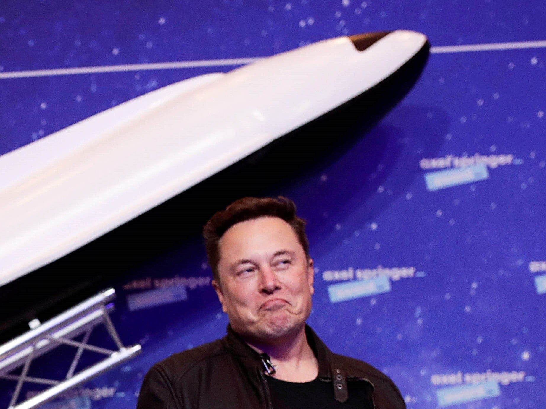 SpaceX owner and Tesla CEO Elon Musk arrives on the red carpet for the Axel Springer Award on 1 December, 2020 in Berlin, Germany