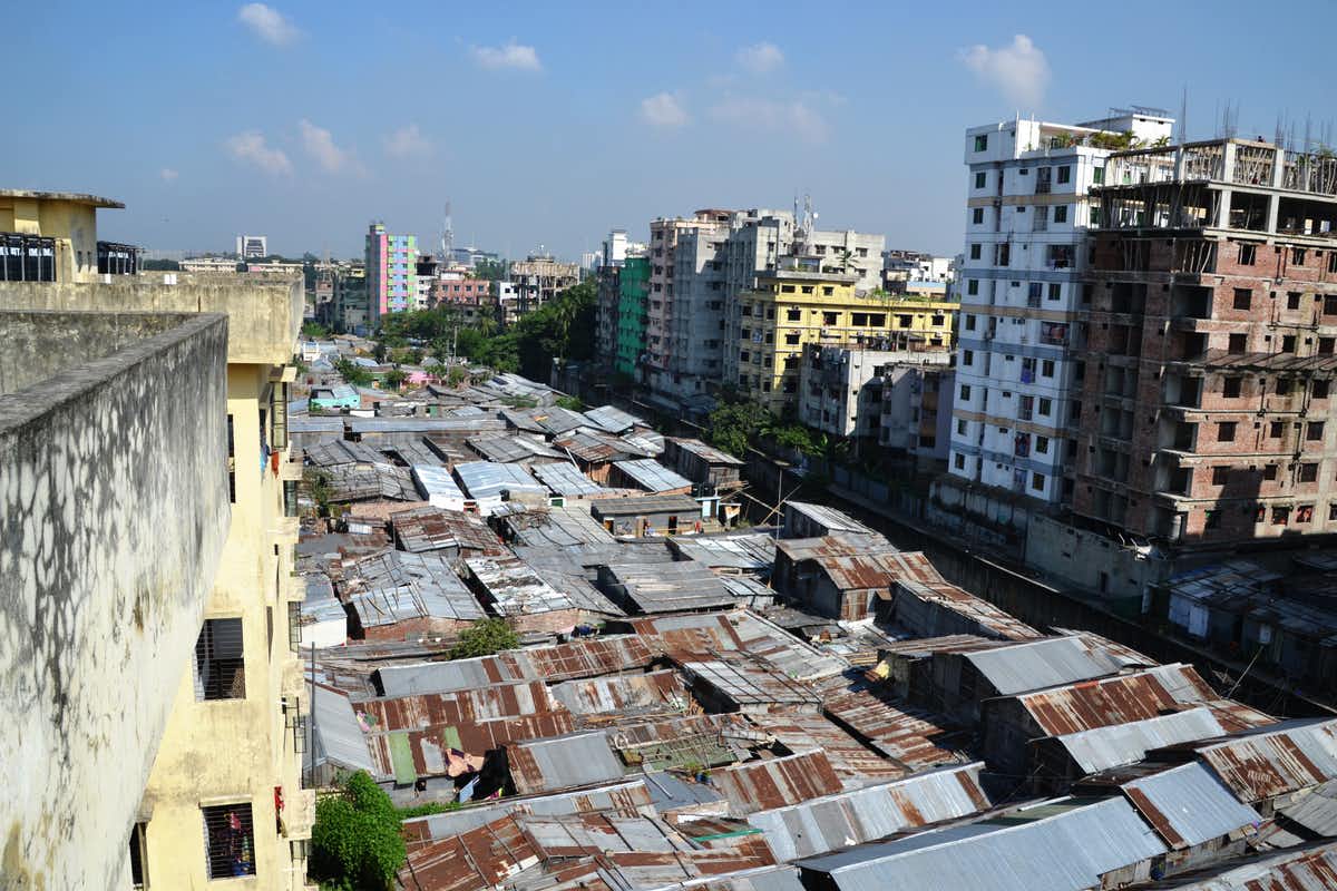 In places such as the Bhola slum in Bangladesh, it’s almost impossible to avoid other people