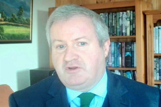 SNP leader in Westminster Ian Blackford asks questions in the House of Commons by video link